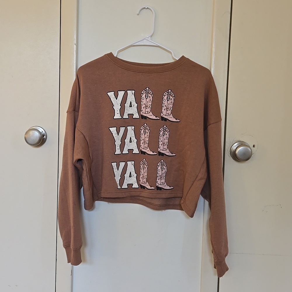 Women's Crewneck Sweatshirt - Dusty Rose "YALL" Graphic